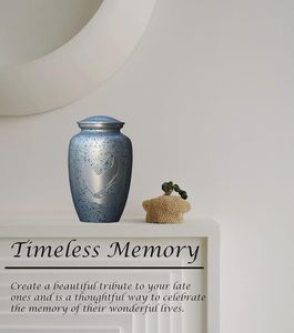 Urnes de crémation pour adultes pour hommes/femmes Urne funéraire pour cendres humaines Urnes décoratives pour cendres Grande boîte à souvenirs (Argent) - Product Image 3