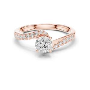 Bague de fiançailles en diamant de laboratoire rond brillant de 0,846 CT pour femmes, clarté VVS-VS EF, or 18 carats, 14 carats, 10 carats et argent 925, rose - Product Image 1