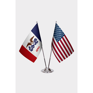 Iowa U.S. Custom Desk <b>Flag</b> Set Satin Plastic Polyester Silk Aluminum <b>Pole</b> Pennant Style Digital Printed Custom <b>Flag</b> Education - Product Image 1