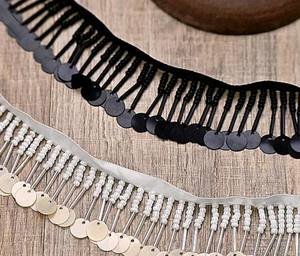 Pearl Bead Sequins <b>Trim</b>, Dangling Ivory Tassel Beaded <b>Trim</b>, Tubes <b>Fringe</b> <b>Trim</b> for Party Costumes, Home Lamp Shape Decor - Product Image 3