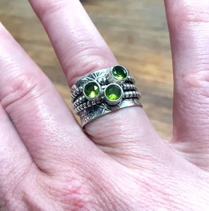 925 Sterling Solid Silver Stamped Handmade <b>Ring</b> 925 Sterling Silver <b>Spinner</b> Peridot Natural Gemstone Jewelry <b>Ring</b> Jewelry - Product Image 2