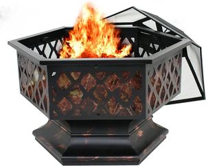 Elegant <b>Solid</b> Iron Fire Pit with <b>Cover</b> and Poker Prime Quality Black Color <b>Fireplace</b> for Garden Usage Top-notch Fire Pits - Product Image 5