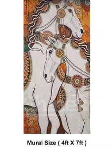 Magnifique murale en mosaïque de verre découpée à la main de 10 mm, motif cheval, écologique, résistante à l'eau, rehausse la texture, flair artistique, villa - Product Image 2