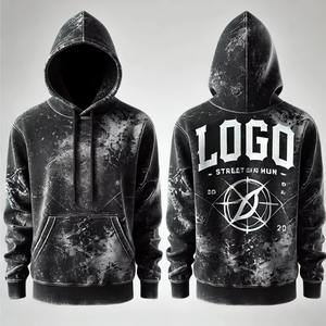 Sweat à capuche pour homme avec logo brodé personnalisé - Sweat à capuche ample respirant, tendance et confortable pour un usage décontracté - Product Image 4