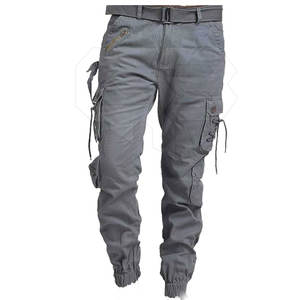 Jambe droite légère et ample 100% coton taille élastique travail en plein air pantalon cargo décontracté - Product Image 2