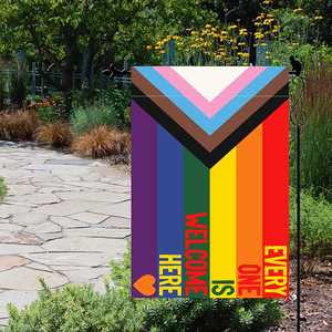 Paquete de 2 Banderas de Jardín Progress Pride, Todos son Bienvenidos Aquí, LGBT, 12x18 Pulgadas, Doble Cara, Banderas LGBTQ Transgénero Gay - Product Image 2
