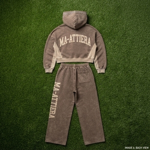 Custom <b>Women</b> Washed Oversized Cropped Hoodie and Wide Leg <b>Sweatpants</b> Two Piece Tracksuit Set - Product Image 6