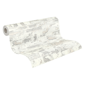 Fabriqué en Allemagne-Rouleaux de papier peint Stone White Grey-Vinyle non tissé-Papier peint moderne Stone Look for Walls-10,05x0,53 m - Product Image 1