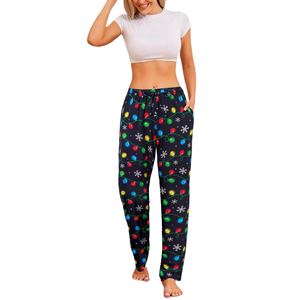 Hermosos pantalones de chándal navideños para mujer, pantalones de chándal navideños con cordón de ajuste suave, tendencia navideña cálida Premium de poliéster - Product Image 4