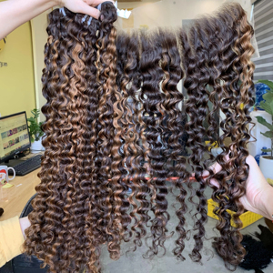 Paquetes Remy calidad euroasiática rizado sin procesar cabello humano vietnamita 100% trama única - Product Image 1