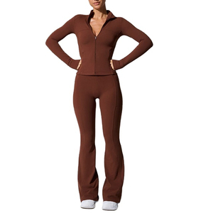 Custom Logo 2025 <b>Women's</b> Plus Size Workout Fitness Jogger Set Yoga <b>Jacket</b> Flare Pant and Leggings Outfits for Workout Jogging - Product Image 6