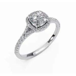 Bague en diamant de laboratoire taille coussin avec halo, en or jaune, rose ou blanc 9k, 14k ou 18k, bijou élégant taille coussin avec halo, cadeau - Product Image 5