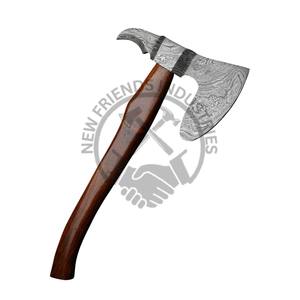 Hacha Tomahawk de Acero de Damasco, Hacha Vikinga Forjada de Alta Calidad con Punta, Mango de Madera de Palisandro, Herramienta Personalizada para Campamento y Caza al Aire Libre - Product Image 2
