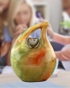 Teardrop Urn Full Size Onyx Green Metal Cremation Urn <b>for</b> Human <b>Ashes</b> Upto 210Lbs Unique Adult Teardrop Urns - Product Image 2