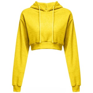 Vente chaude hiver Style femmes Crop Top à capuche avec manches longues et cordon Logo personnalisé imprimé courte longueur - Product Image 3