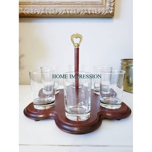 Soporte de vidrio para Barra de diseño elegante Bandeja de vidrio de chupito de madera de alta calidad Portavasos para juegos de beber con soporte de almacenamiento de productos de venta - Product Image 4