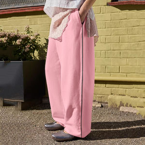 Vendita all'ingrosso pantaloni larghi <span class=keywords><strong>donna</strong></span> con Logo personalizzato in bianco pantaloni larghi pantaloni per le donne con tubazioni laterali Jogging 2025 <span class=keywords><strong>donna</strong></span> Streetwear - Product Image 3