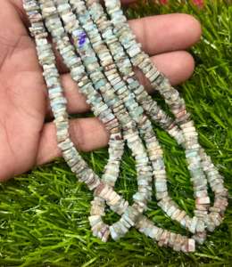 Cuentas de piedra Larimar natural listas para enviar Cuentas espaciadoras Heishi de forma cuadrada - Product Image 2