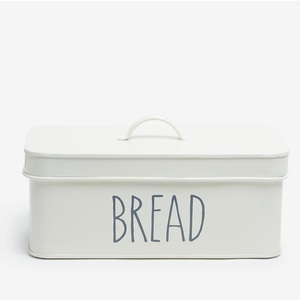 Caja de pan de metal blanca de gran capacidad con tapa de madera para galletas, pan, lo mejor para decoraciones de cocina, precio al por mayor disponible - Product Image 4