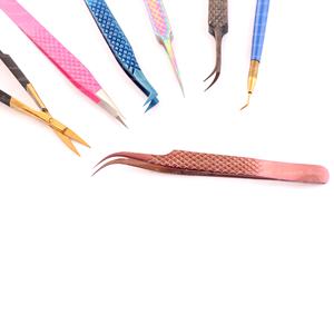 แหนบขนตาสีโรสโกลด์และทองปลายเส้นใยปริมาณปลายแหลมอุปกรณ์ติดขนตาสแตนเลสความต้องการสูงสำหรับการต่อขนตา - Product Image 3