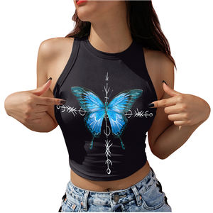 OEM ODM logotipo personalizado al por mayor de moda de alta calidad señoras camiseta sin mangas en blanco transpirable almohadillas extraíbles correas cruzadas mujeres camiseta sin mangas - Product Image 5