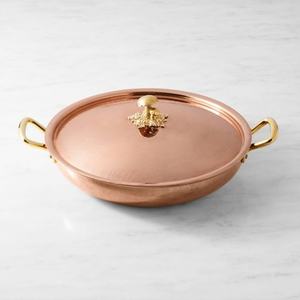 Casserole moderne personnalisée en métal argenté avec couvercle, plat d'ustensiles de cuisine faits à la main, beau chauffe-plats - Product Image 1