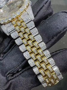 Elegante Reloj de Acero Inoxidable de Lujo Clásico de Estilo Hip Hop con Diamantes VVS Cultivados en Laboratorio, Movimiento Mecánico, Visualización de Fecha y Cristal de Zafiro - Product Image 5