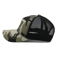 Topi Trucker Custom 100% Katun, Pola Kamuflase, Bordir 3D, Jaring Twill, Unisex, Gaya Hip Hop, Musim Panas