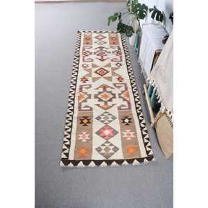 3.2x9.4 ft Turkish <b>Rug</b>, <b>Runner</b> Vintage <b>Rug</b>, Brown Plants & trees <b>Rug</b> - Product Image 1