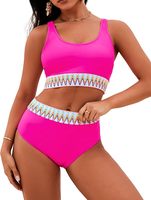 High-waisted bikinibroekjes dames plus size luipaardprint kristallen ruit zwemkleding lekvrij ademend omkeerbaar 1 letter