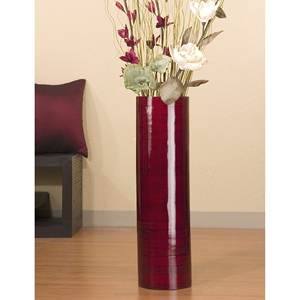 Jarrón de bambú hilado con cilindro minimalista moderno, decoraciones de flores brillantes de color rojo sólido, juego al por mayor, vidrio, cerámica, madera - Product Image 2