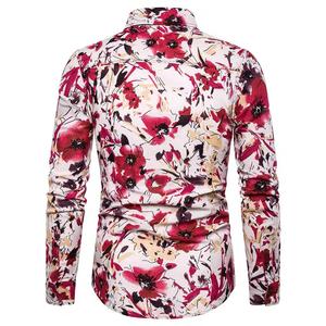 Chemise à manches longues décontractée de grande taille pour hommes, respirante, à impression florale, nouveau style personnalisé - Product Image 3