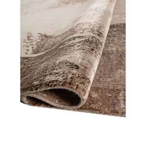 Alfombra Entropy Ivory de Lana y Seda de Bambú Anudada a Mano, 10 mm de Grosor, Rectangular, para Pasillo y Hogar, con Patrón Abstracto para Uso Doméstico - Product Image 2