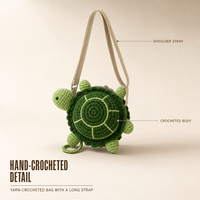 Sac bandoulière mignon en crochet tortue, sac à main en fil tricoté dessin animé