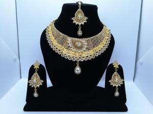 Indian Royal Copper Zircon Gold Plated Classic Bridal Jewelry <b>Set</b> <b>Women</b> Wedding & Party Traditional Elegance Regal Finish - Product Image 3