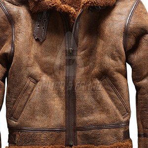 Veste en cuir de mouton premium pour homme avec doublure en fourrure douce écologique et logo frontal pour l'hiver - Product Image 5