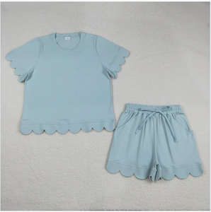 Conjunto de Shorts para Mujer Adulta GSSO3202, Color Sólido Menta, Borde Festoneado - Product Image 3