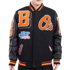 Wholesale Custom Varsity Wool Baseball <b>Jacket</b> <b>Thin</b> Stand Collar High Quality Winter <b>Jacket</b> for <b>Men</b> - Product Image 5