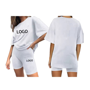 Ensemble 2 pièces de haute qualité T-shirt pour femme avec short Logo personnalisé Ensemble uni pour femme Vêtements décontractés Service OEM - Product Image 6