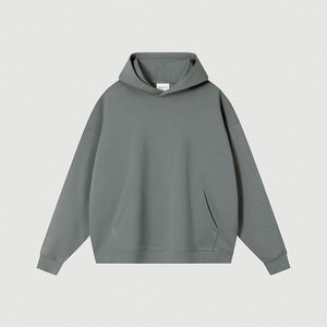 Sweat à capuche en coton brodé personnalisé 400 gsm, sweat à capuche unisexe de créateur, poids lourd, épaule tombante sans ficelle, sweats à capuche oversize pour hommes - Product Image 3
