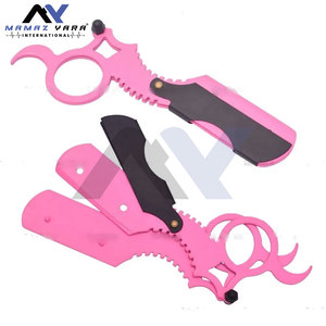 Venta al por mayor de acero inoxidable maquinilla de afeitar recta rosa y negro con hoja reemplazable para la cara cuerpo Bikini afeitado - Product Image 4