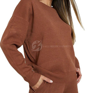 Conjunto Deportivo de Dos Piezas para Mujer, Manga Larga, Estilo Urbano, Color Sólido, para Invierno, 100% Algodón Orgánico, Secado Rápido, Logotipo Personalizado - Product Image 5