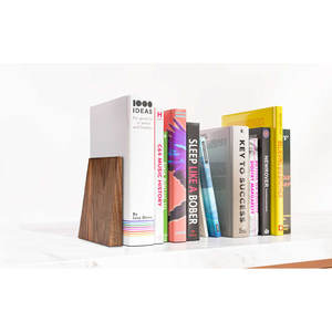 Serre-livres de qualité supérieure en bois robuste avec pièce décorative en métal moderne pour bureau organisateur d'étagère - Product Image 3