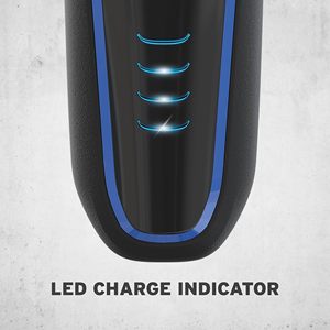 Rasoir électrique pour homme avec affichage LED, poignée en caoutchouc facile à nettoyer, étanche IPX7, grille de rechange flexible, noir et bleu, pour le rasage de la barbe - Product Image 5