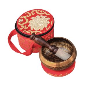 Đồng Kim Loại Tây Tạng Hát Bát Tay Nghệ Thuật Khắc Phong Cách Tôn Giáo Với Hộp Đệm Tiền Đạo Lưu Niệm - Product Image 2