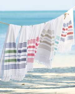 Alta calidad 100% algodón suave personalizado Hammam Fouta Toalla de playa turca patrón de rayas gran oferta de la India - Product Image 1
