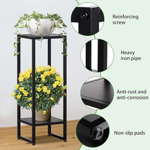 High Quality Newest Design Iron Flower <b>Stand</b> Tall Size Black Finished Square Flower <b>Stand</b> Side <b>Corner</b> Decorate Living Room - Product Image 5