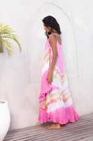Robe longue décontractée en coton pour femme, idéale pour la plage, les fêtes et les vacances d'été, faite à la main, tie-dye, taille naturelle, fabricant et exportateur indien