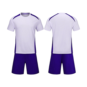 Men's White Blue Soccer Jersey Set Short Sleeve Crew Neck Moisture Wicking Polyester <b>Athletic</b> Fit All Seasons Adult Apparel - Product Image 1