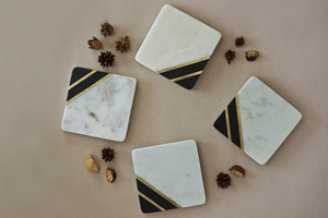 Personalized Design <b>Marble</b> <b>Coaster</b> Set of 4 white <b>Marble</b> <b>Coaster</b> Set Round Natural <b>Coasters</b> For Table Decorative - Product Image 2
